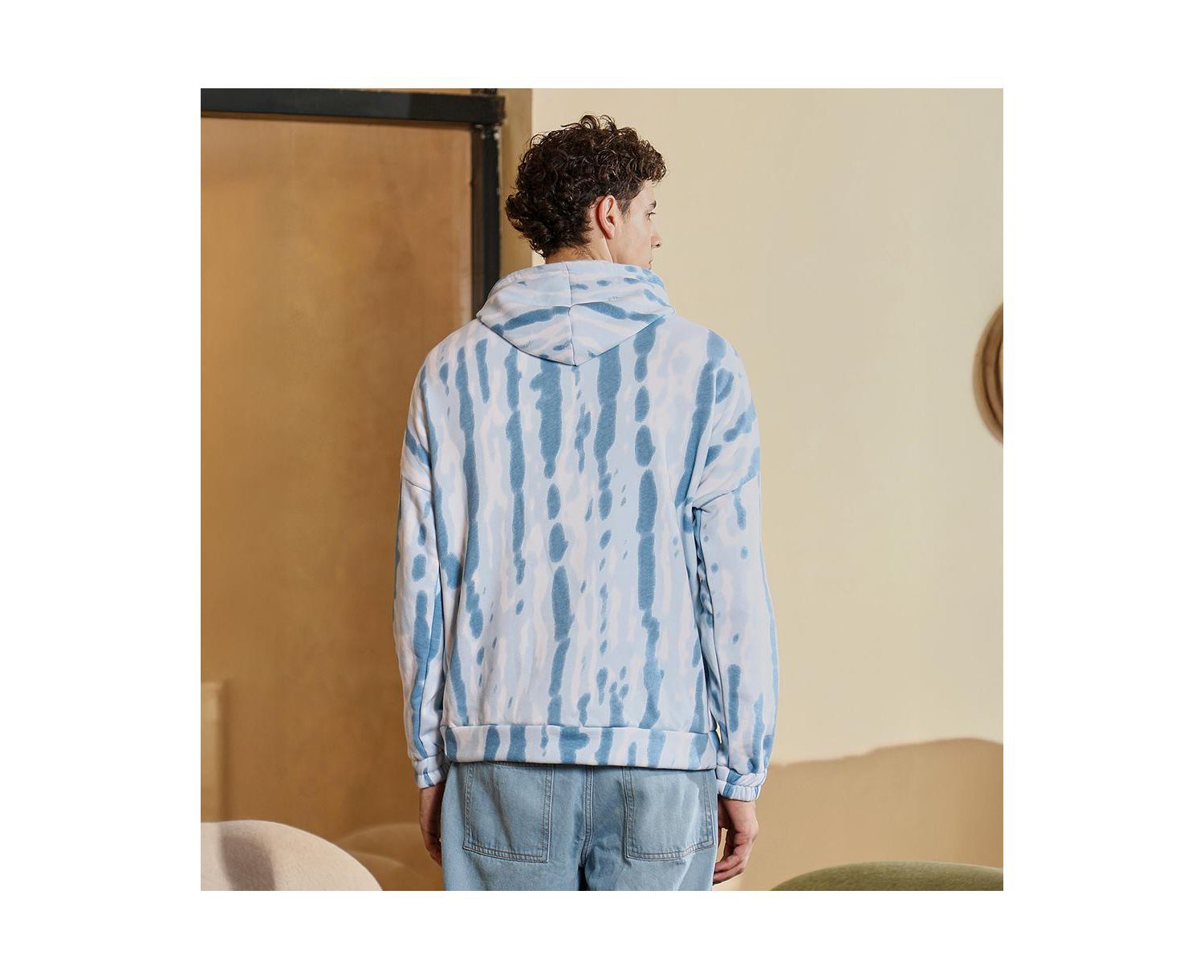 Men's Sky Blue Dye-Drip Pullover Hoodie
