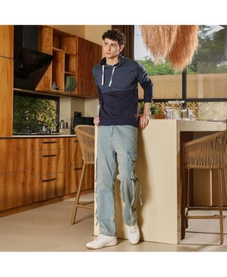 Men's Prussian Blue Block Pullover Hoodie