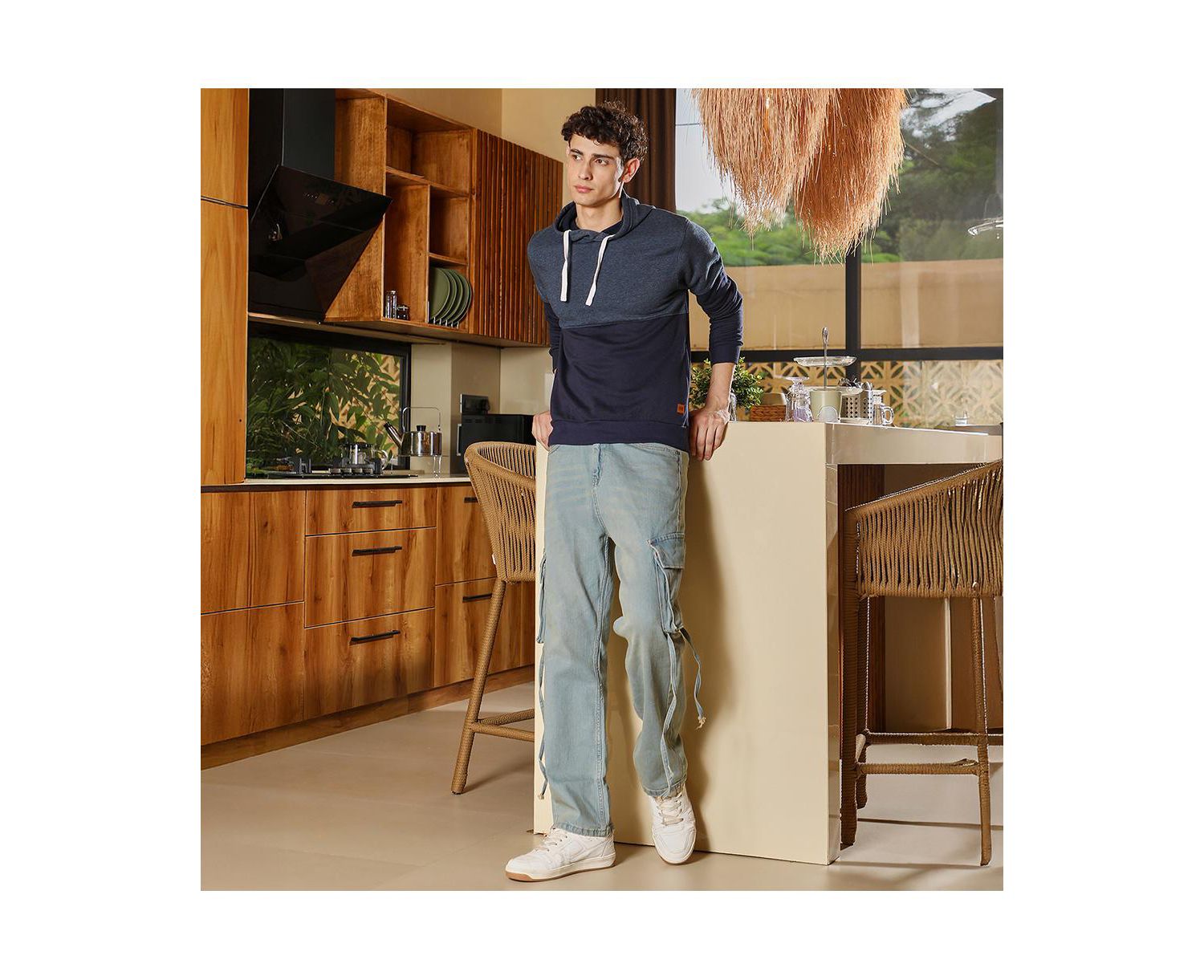 Men's Prussian Blue Block Pullover Hoodie