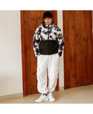 Men's Obsidian Black & Chalk White Dye-Block Quilt Puffer Jacket