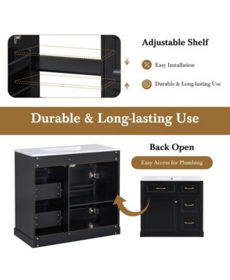 Bathroom Vanity with Sink 4 Drawers Soft Close Door and Adjustable Shelf