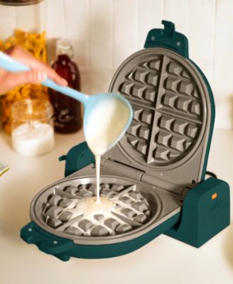 Flip-n-Store Ceramic Waffle Maker, Forest Green