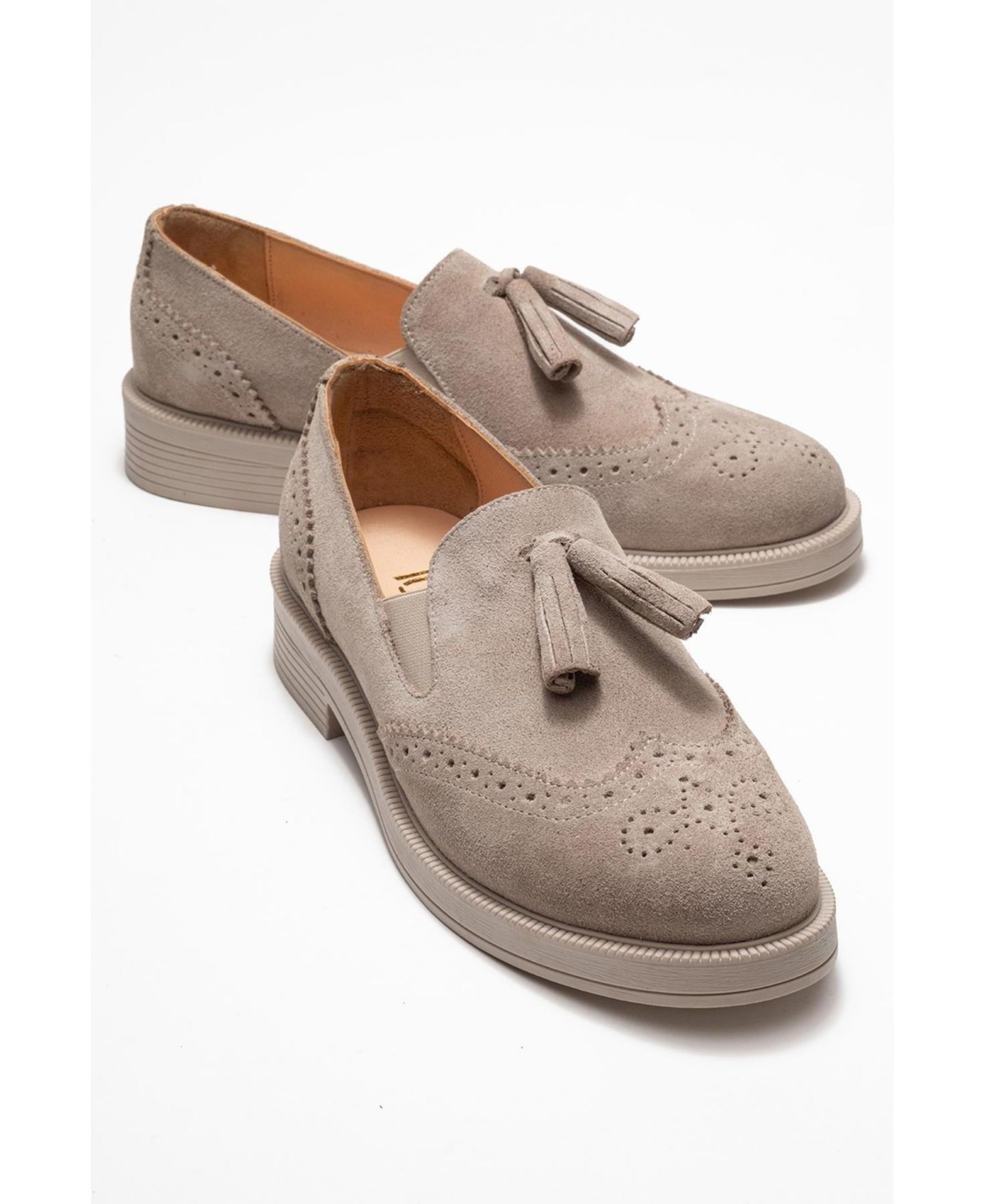 Женские туфли Forever & Always Shoes Alex Leather Tassel, цвет: Бежевый замшевый кожаный — фото 2
