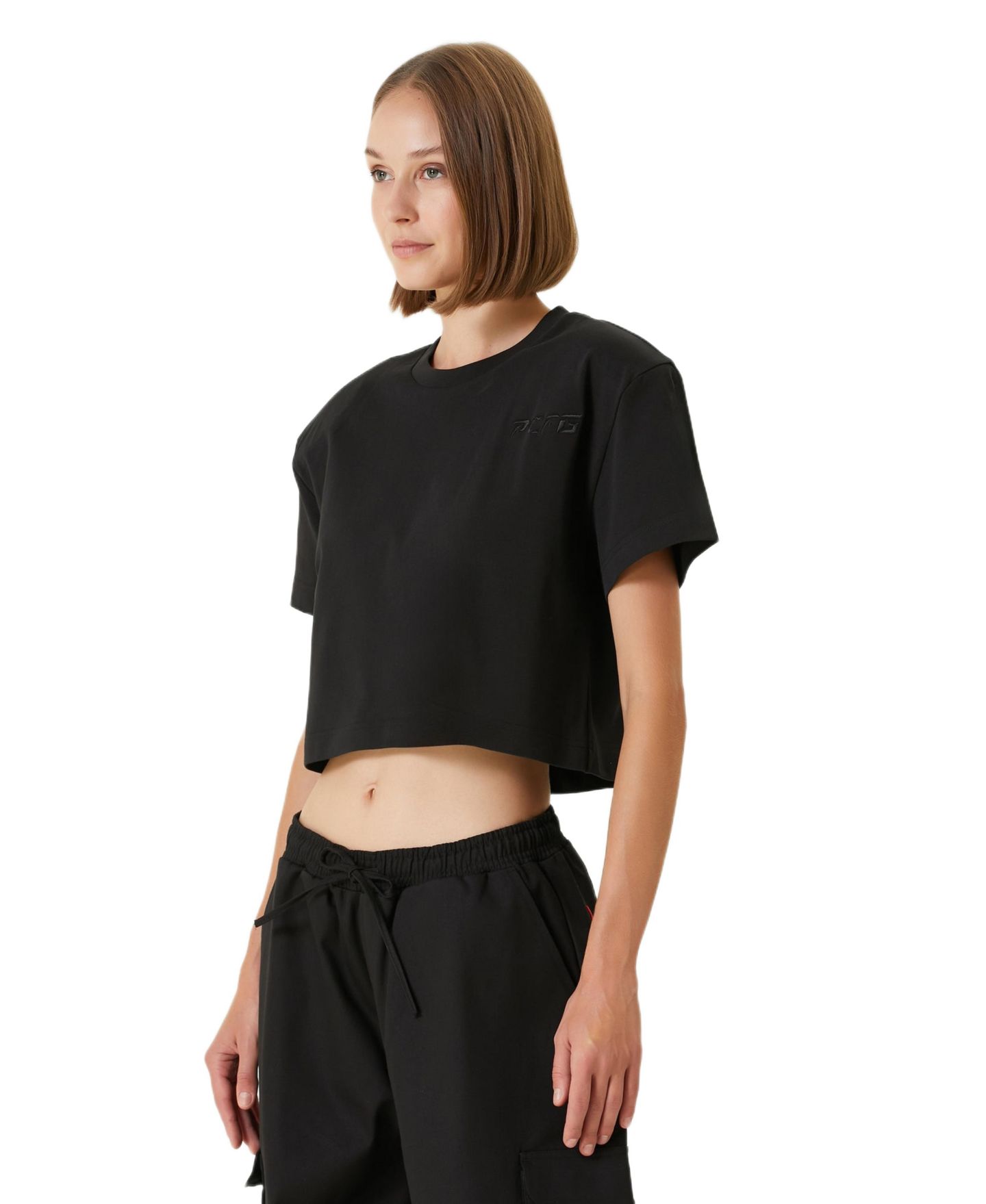 Женская футболка PCFG Cotton Your Itch Shoulder Padded, цвет: Угольно-чёрный — фото 3