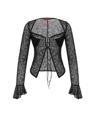 Women's Long-Sleeve Black Lace Top