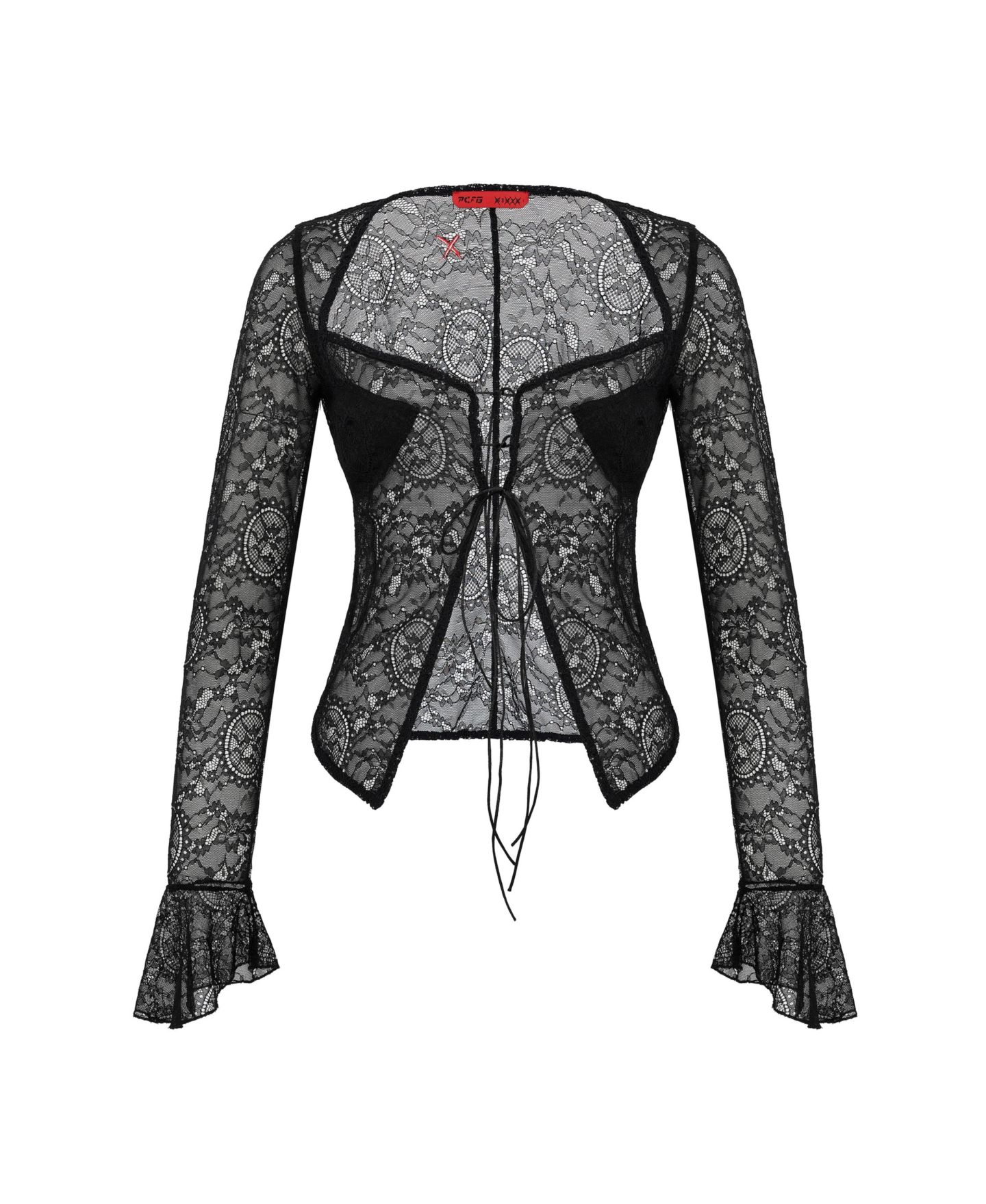 Женский топ PCFG Long-Sleeve Black Lace, цвет: Чёрный — фото 2