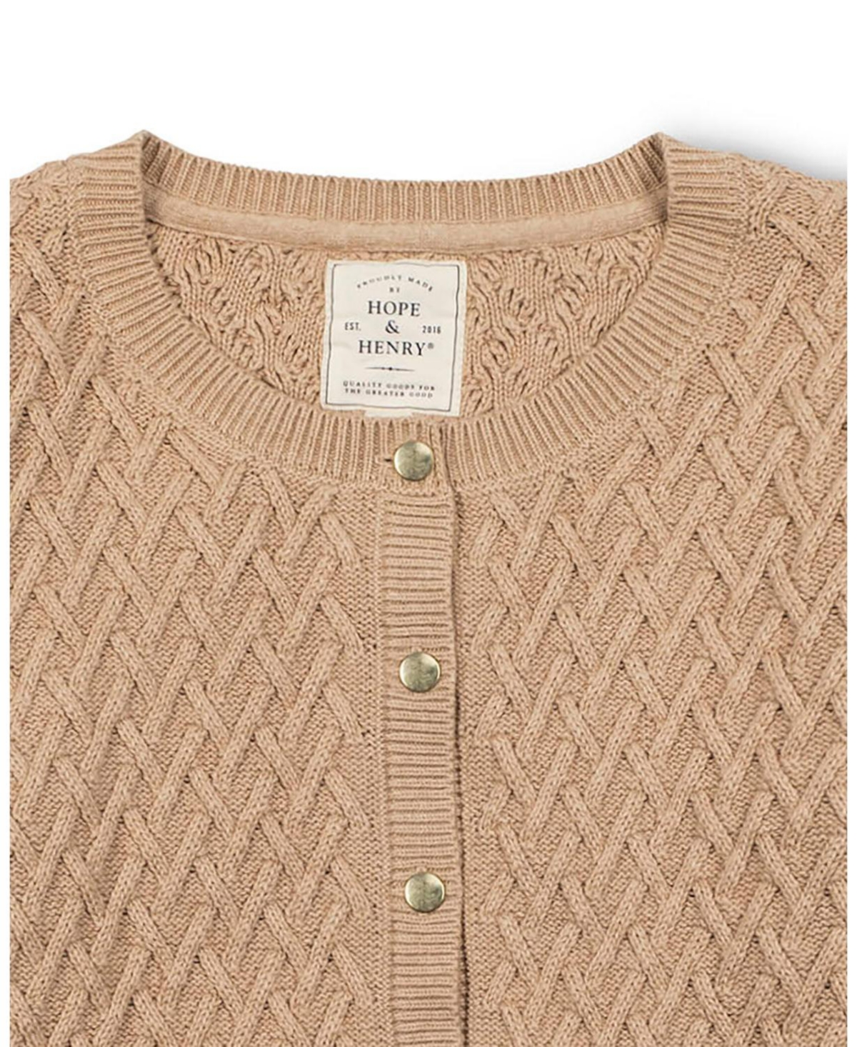 Hope & Henry Women's Organic Herringbone Stitch Cardigan Sweater