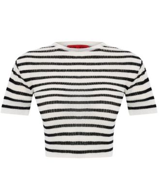 Women's Striped Short Sleeve Knit Top