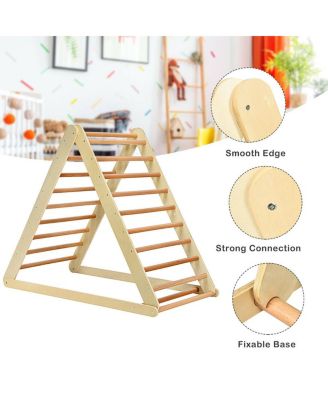 SUGIFT Foldable Wooden Triangle Climber with Reversible Ramp for Kids.