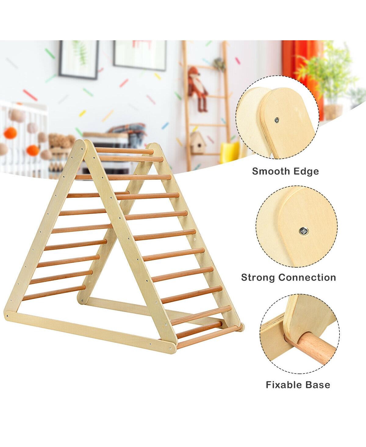 Sugift Foldable Wooden Triangle Climber with Reversible Ramp for Kids.