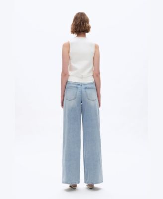 Women's High-Rise Drawstring Baggy Wide-Leg Jeans