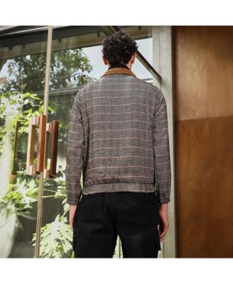 Men's Midnight Black & Cream White Chevron-Jacquard Sherpa-Lined Jacket