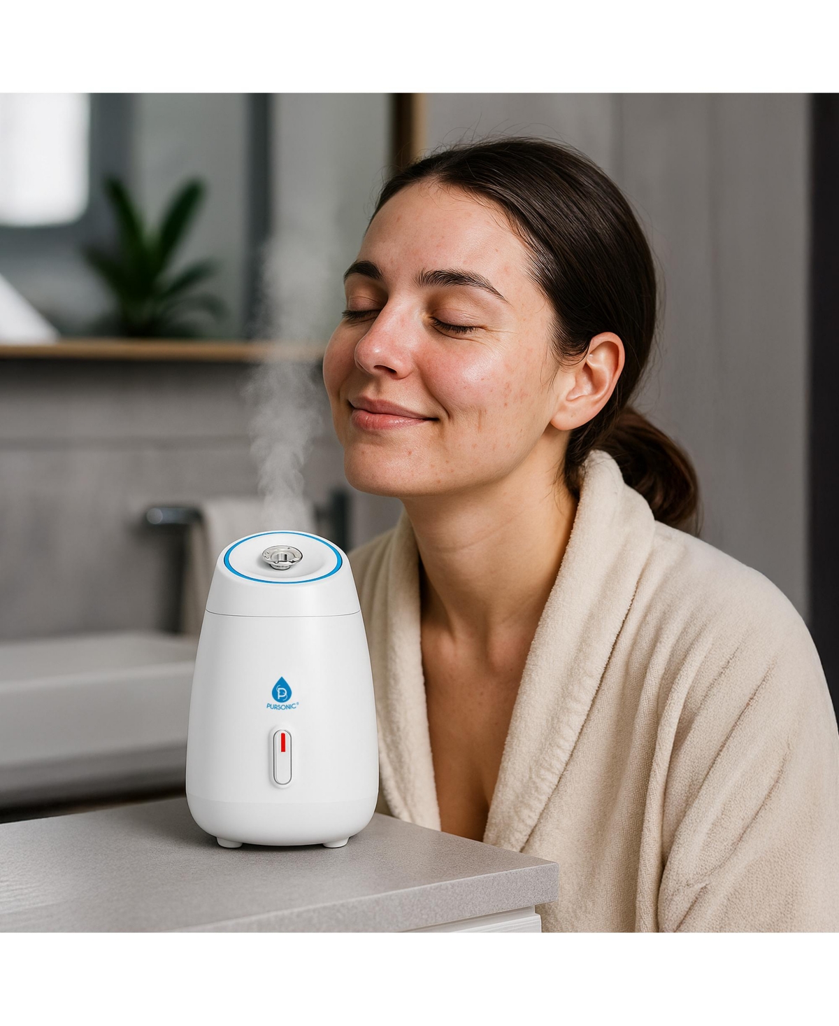 Pursonic Glow & Renew Skincare Bundle: Facial Steamer, 7-in-1 Led Light Therapy Device & Vitamin C 20% Serum