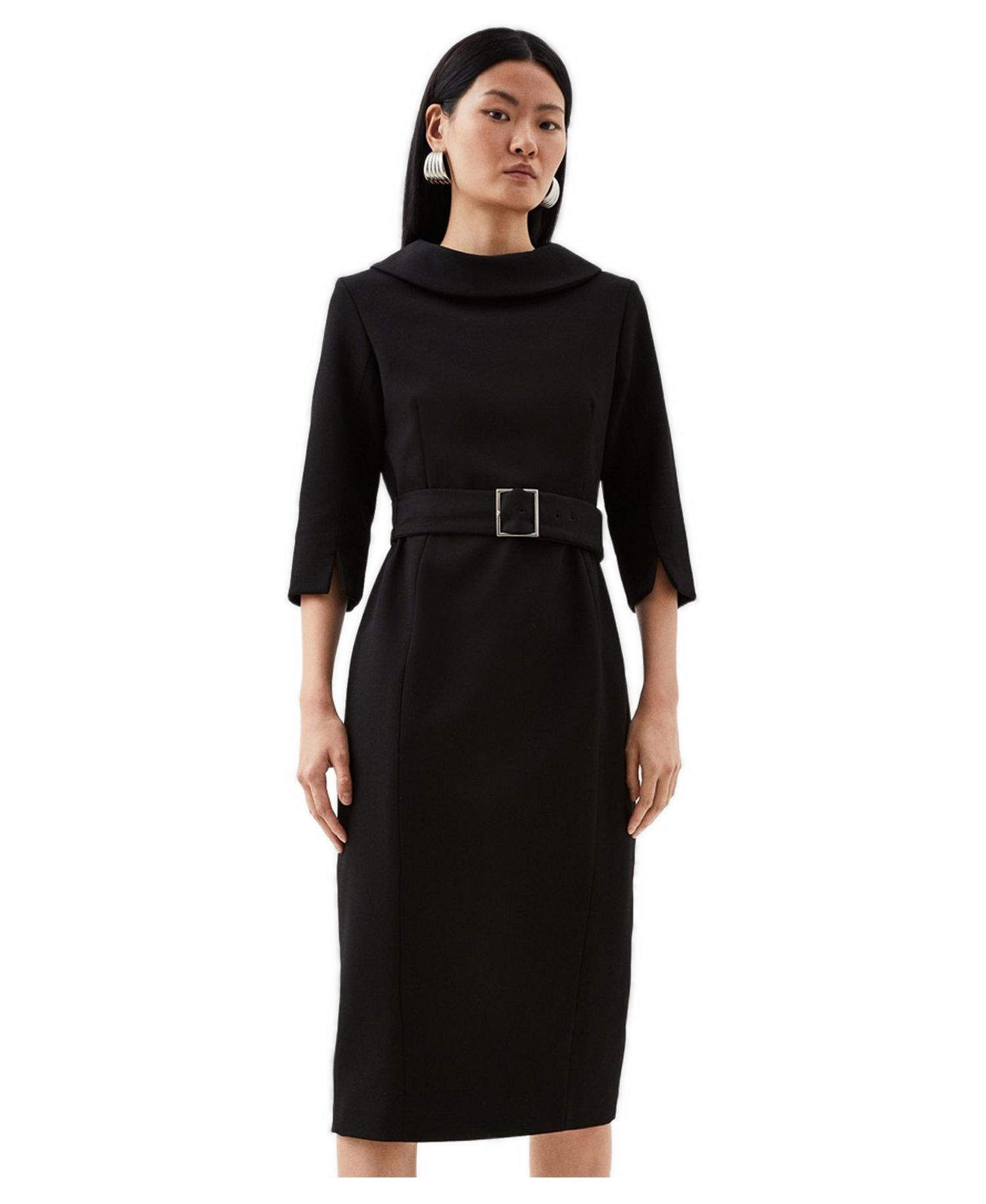 Women's Roll Neck Pencil Midi Dress