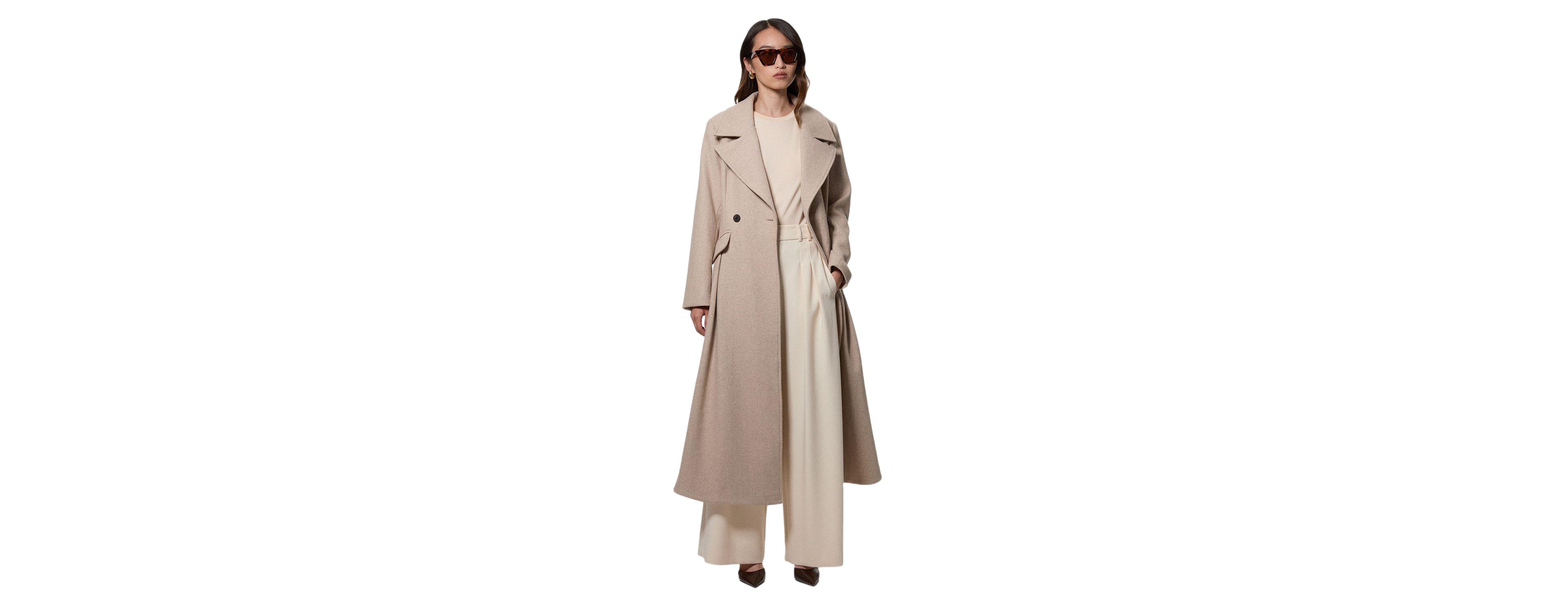 Karen Millen Women's Wool Tailored Flared Skirt Midi Coat