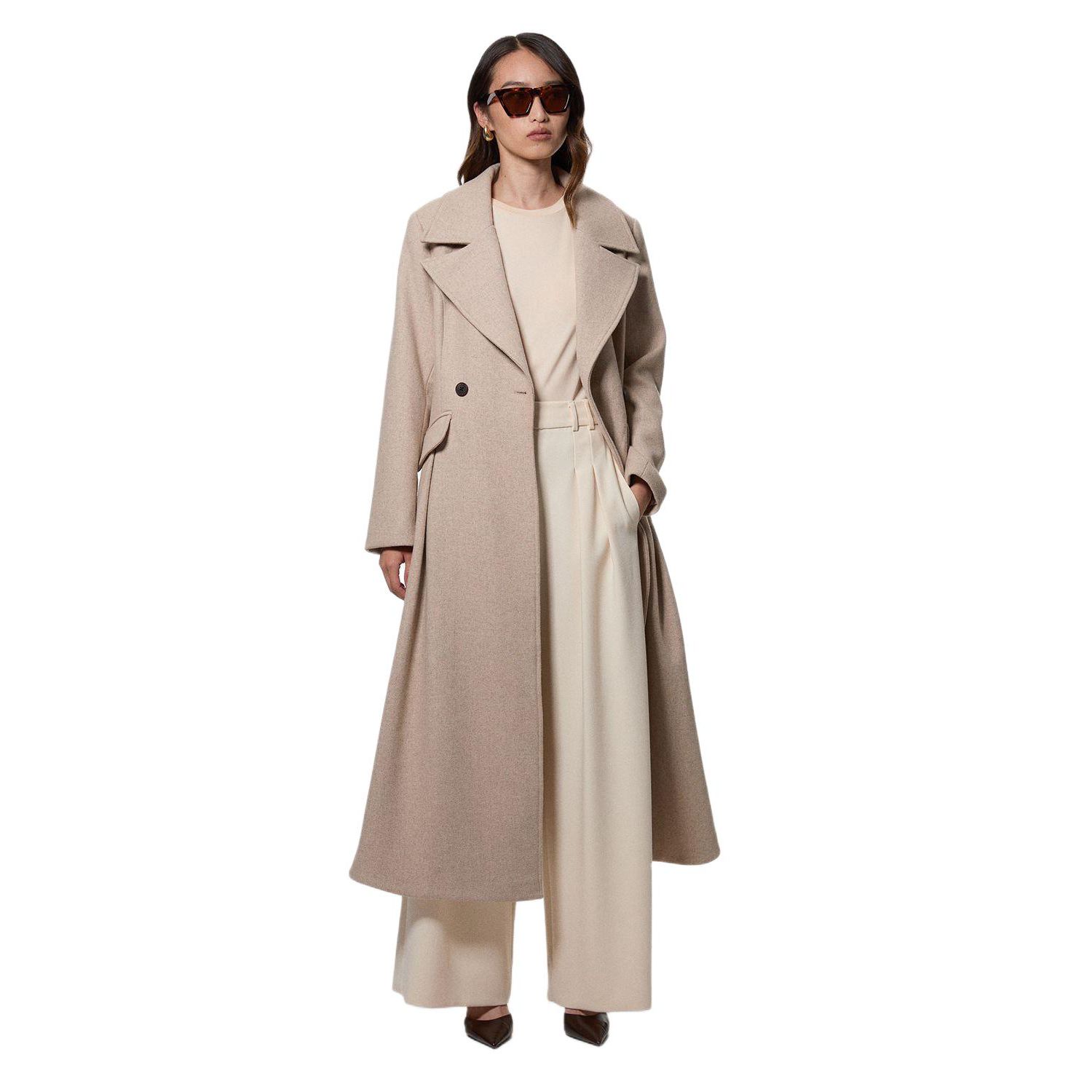 Women's Wool Tailored Flared Skirt Midi Coat