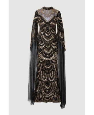 Women's Beaded Midaxi Cape Dress