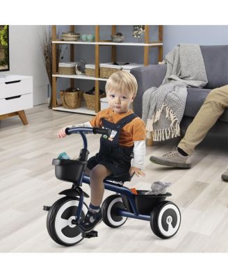 Toddler Tricycle with Adjustable Seat and Storage Baskets for 1.5-5 Years Old-Navy