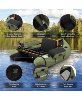 Inflatable with Pump, Storage Pockets, and Fish Ruler Fishing Float Tube