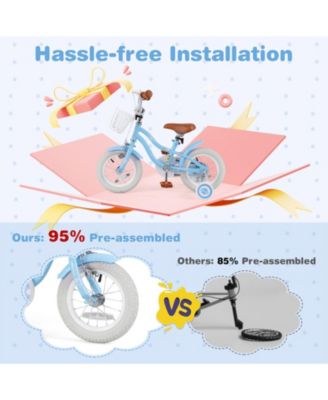 Kids Bike with Basket, Adjustable Seat & Training Wheels