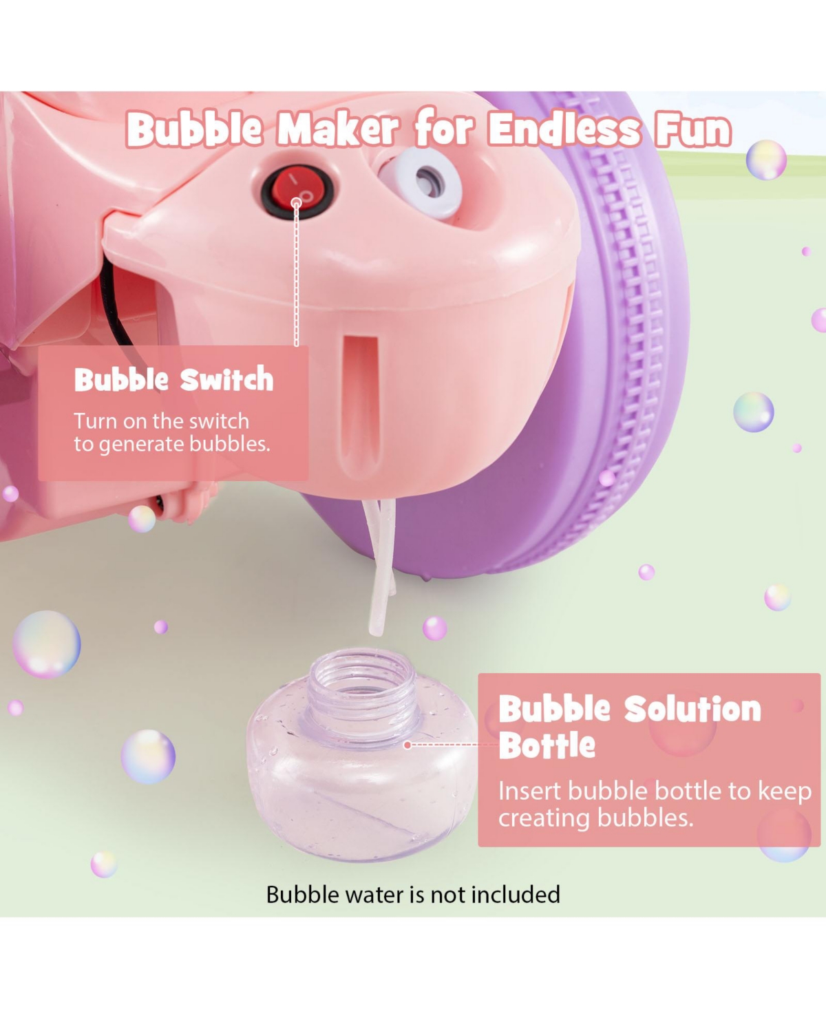 Sugift 6V Kids Electric Ride on Motorcycle with Bubble Maker and Music