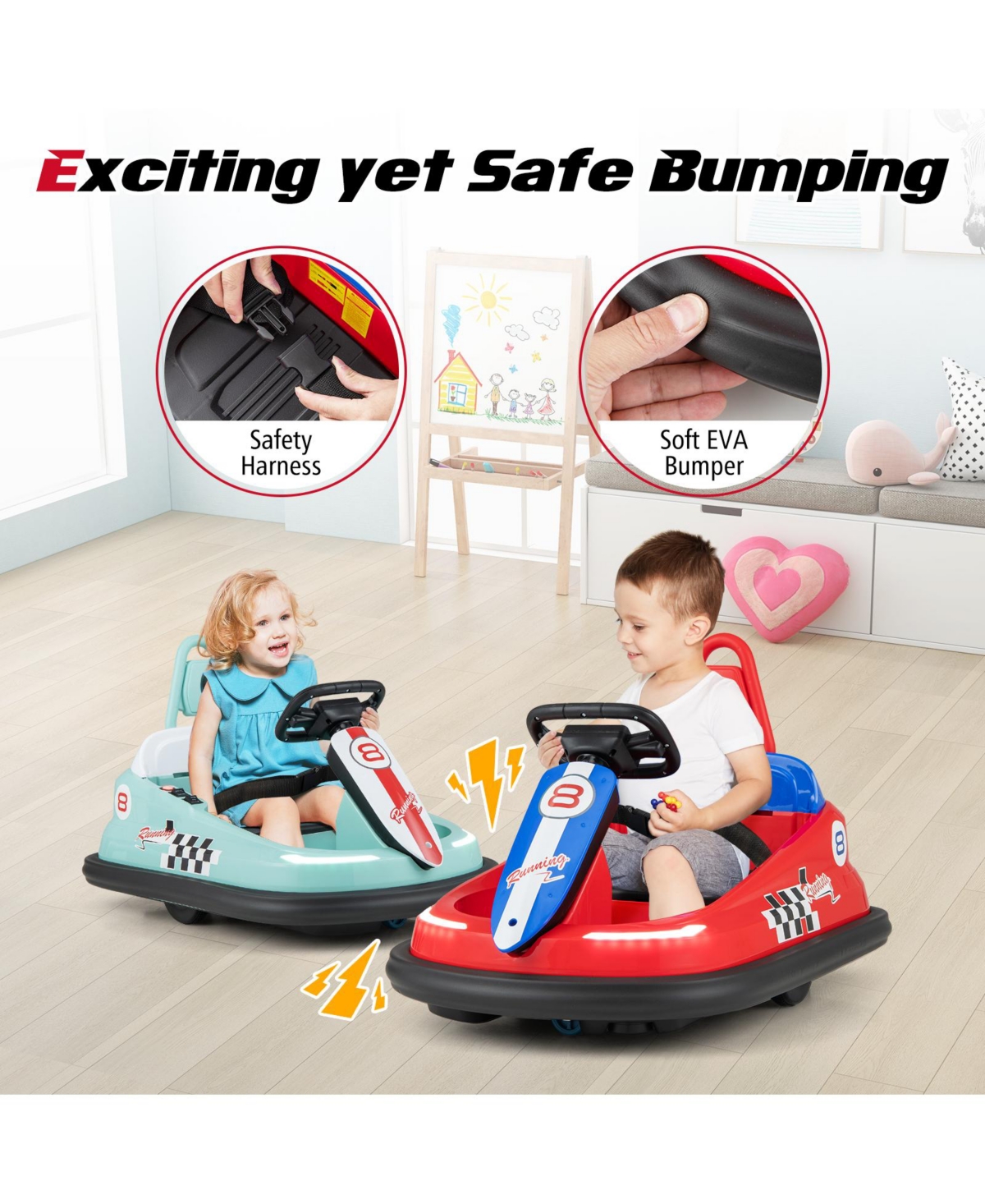 Sugift 6V kids Ride-on Bumper Car with 360° Spinning and Dual Motors