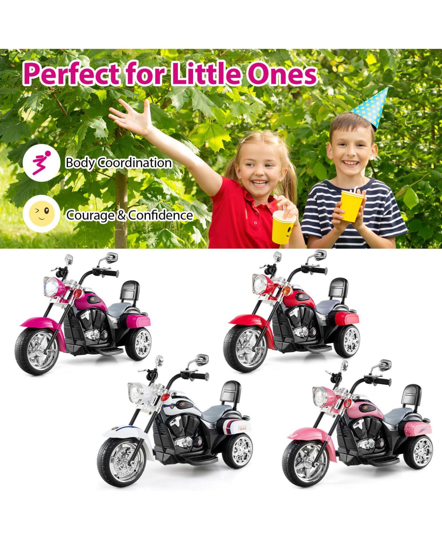 Детская игрушка SUGIFT 6V Powered 3-Wheel Motorbike Ride-On Toy, Ages 12-36 Months, цвет: Тёмный розовый — фото 8
