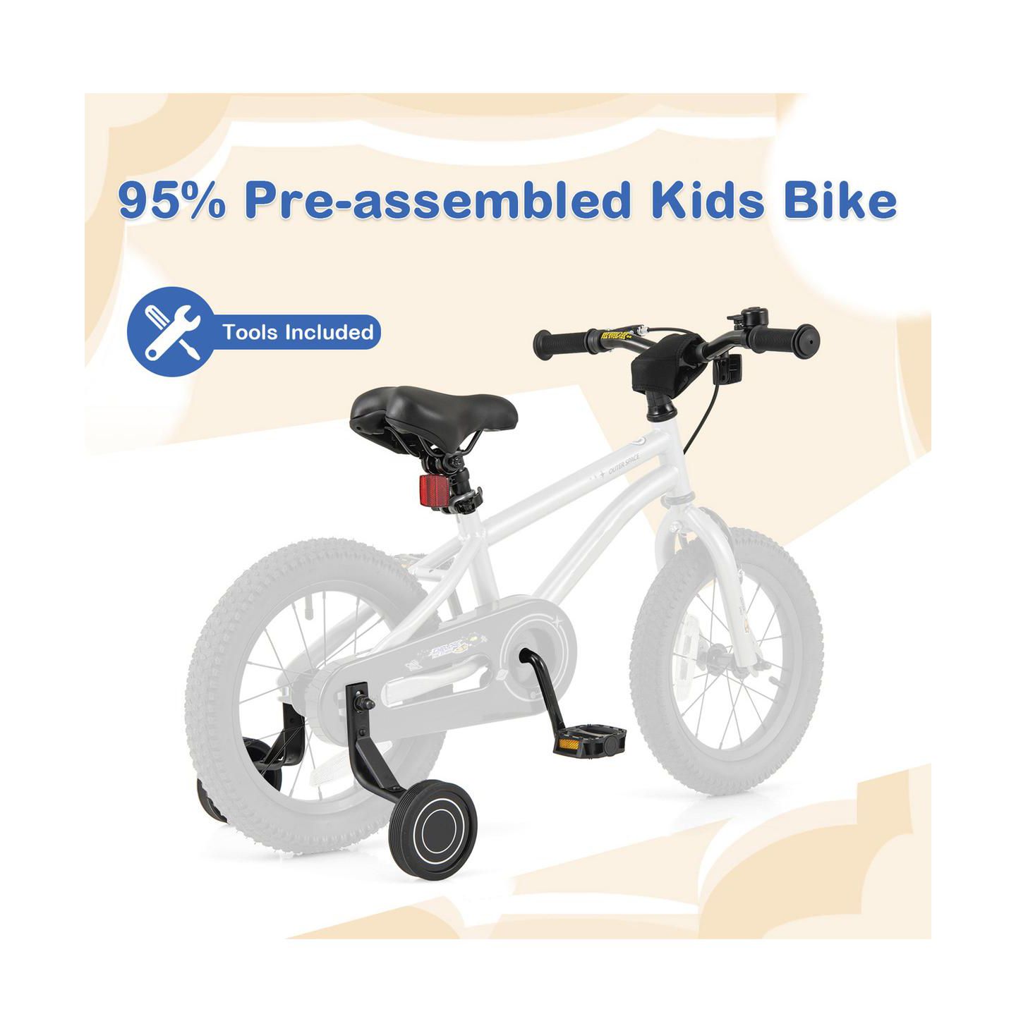 Детская игрушка SUGIFT 14 Inch Kids Bike High Carbon Steel Frame with Removable Training Wheels, Ages 3-7, цвет: Серебряный — фото 4