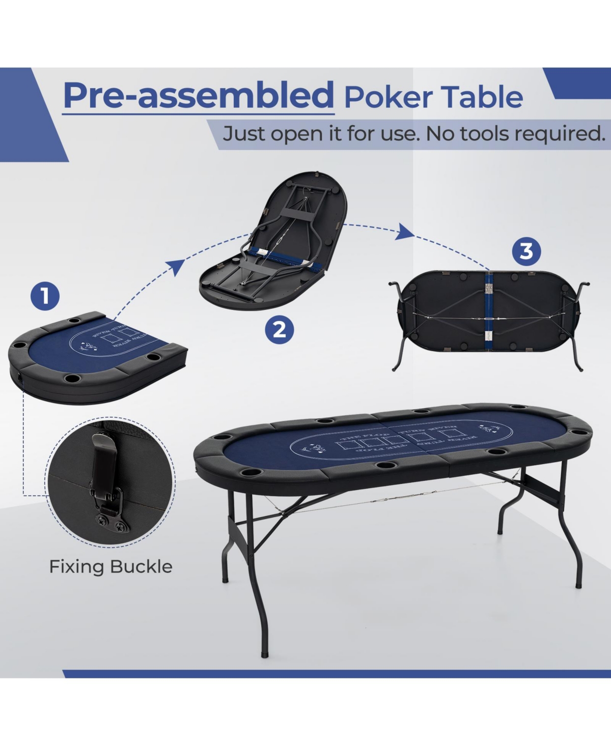 Sugift 72 Inch Foldable Poker Table For 8 Players Portable Oval Card Board Game Table