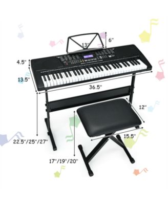 61-Key Portable Electronic Keyboard Piano with Stand and Stool