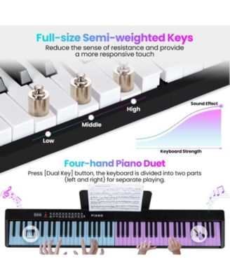 88 Key Foldable Electric Keyboard Piano with Wireless MIDI and Dual Speakers