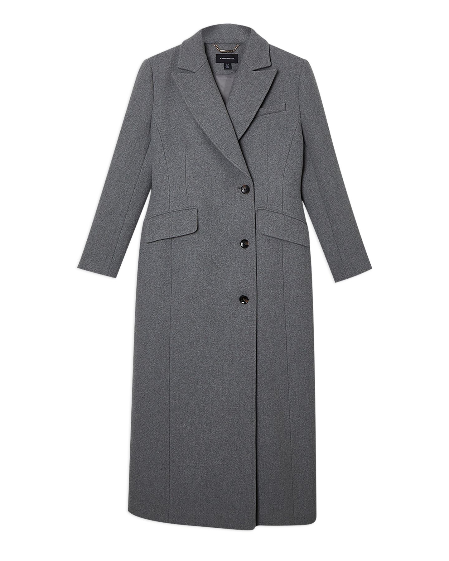 Женское пальто Karen Millen Wool Blend Tailored Fitted Maxi, цвет: Серый меланжевый — фото 6