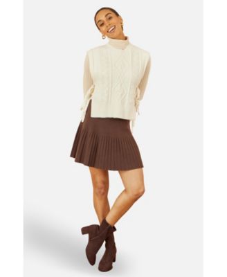 Women's Knitted Pleated Mini Skirt