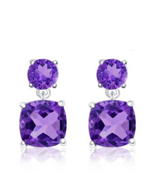 Sterling , Round & Square Gem Earrings.