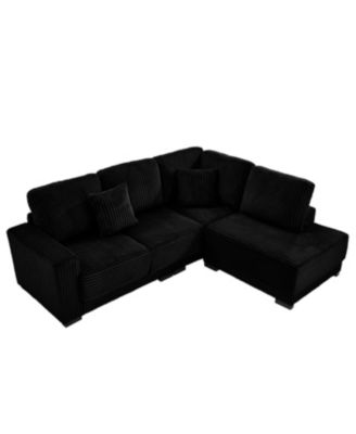 Streamdale 93" L-Shaped Corduroy Sectional Sofa with Reversible Chaise (Black