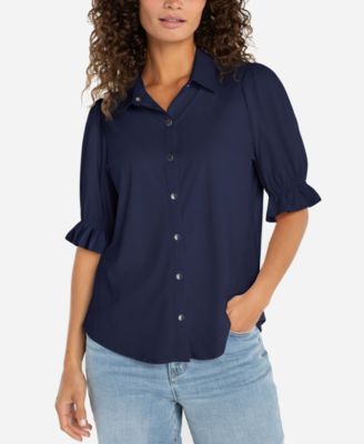 Petite Puffed-Sleeve Blouse