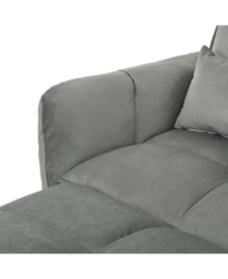 Streamdale 3-in-1 Velvet Pull Out Couch Bed with Reclining Backrest & Pillows (Dark Grey