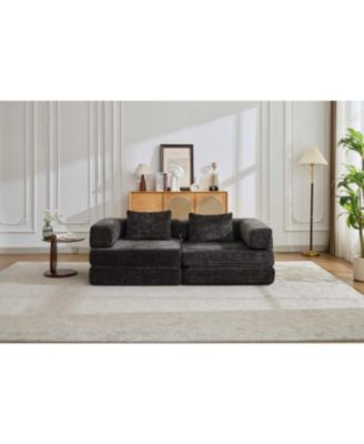Streamdale Compression Sofa, Convertible Floor Sofa Bed, Loveseats Boneless Modular Sectional, Black