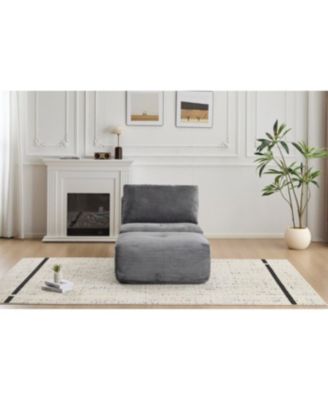 Modern Memory Foam Sofa, Single Chaise, Pet-Friendly Cloud Modular Sectional, Grey