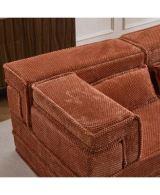 Orange Compression Sofa, Convertible Floor Sofa Bed, Modular Sectional