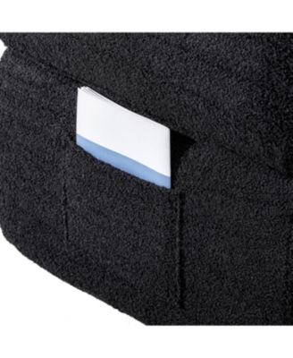 Folding sofa bed, teddy bear fabric foam sleeper futon double sofa (black)