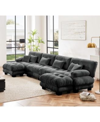 Free Combination Modular Sectional Sofa, U Shaped Couch, 4-Seater Comfy Cloud Couch