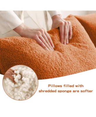 4-Seat Boneless Sofa, Teddy Fabric, No Assembly, Orange