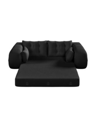 Streamdale Human Dog Bed, Lazy Sofa Couch, 78.7" Foldable Sofa Bed, 3-in-1 Teddy Fabric Foam Sleeper Sofa Bed, Black