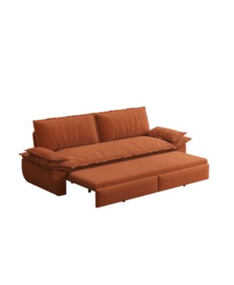 Orange 73.2" Queen Pull Out Sofa Bed, 3-in-1 Convertible Sleeper