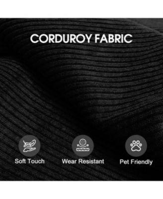 Corduroy Compression Sofa Bed with Pillow Back Support, Black