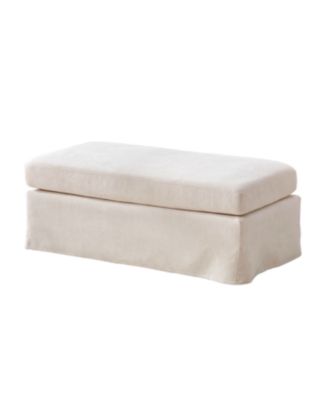 Streamdale Beige Chenille Ottoman with Black Metal Legs