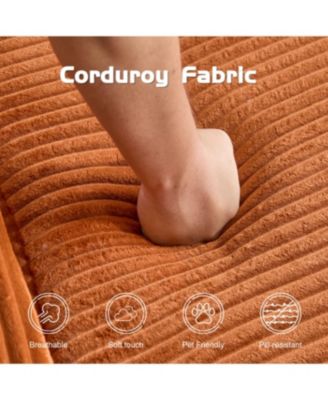 Streamdale Loveseat Sofa, Comfortable Deep Seat Sofa Bed, Modern Small Corduroy Couch, Orange