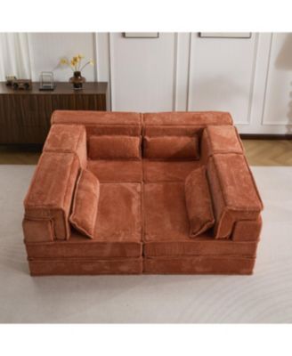 Compression Sofa, Convertible Floor Sofa Bed, Modular Sectional, Orange
