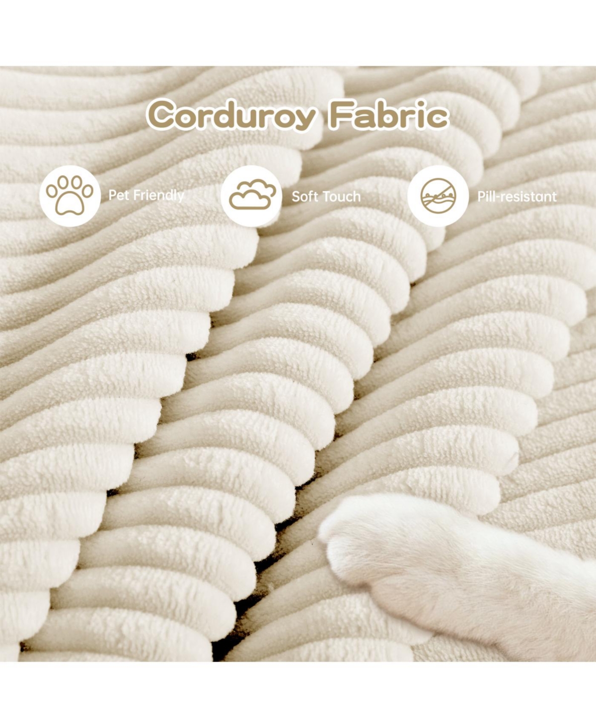 Streamdale Furniture Oversized Cloud Modular U-Shape Sectional Couch with Ottoman, Cream